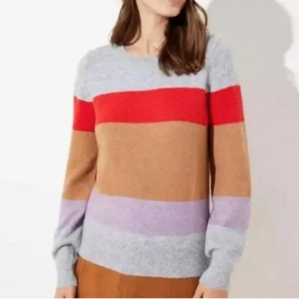 LOFT color block crew neck sweater size L